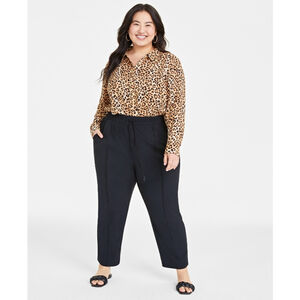 On 34TH Plus Size Black Drawstring Commuter Ankle Pants NWT